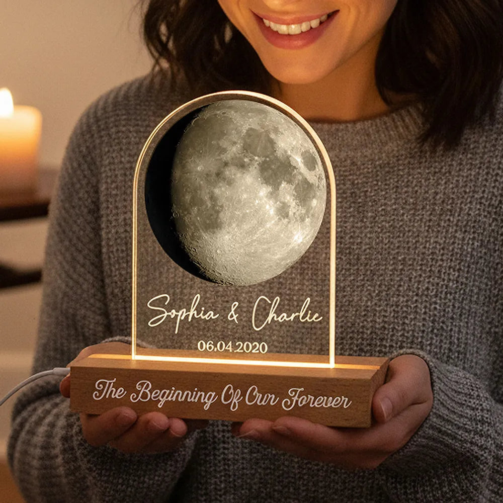 Personalized Moon Lamp for Couples - Romantic Anniversary Gift Plaque MagicInPrints