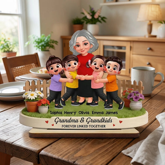 Personalized Family Figurine for Grandma - Custom Names & Characters Plaque MagicInPrints