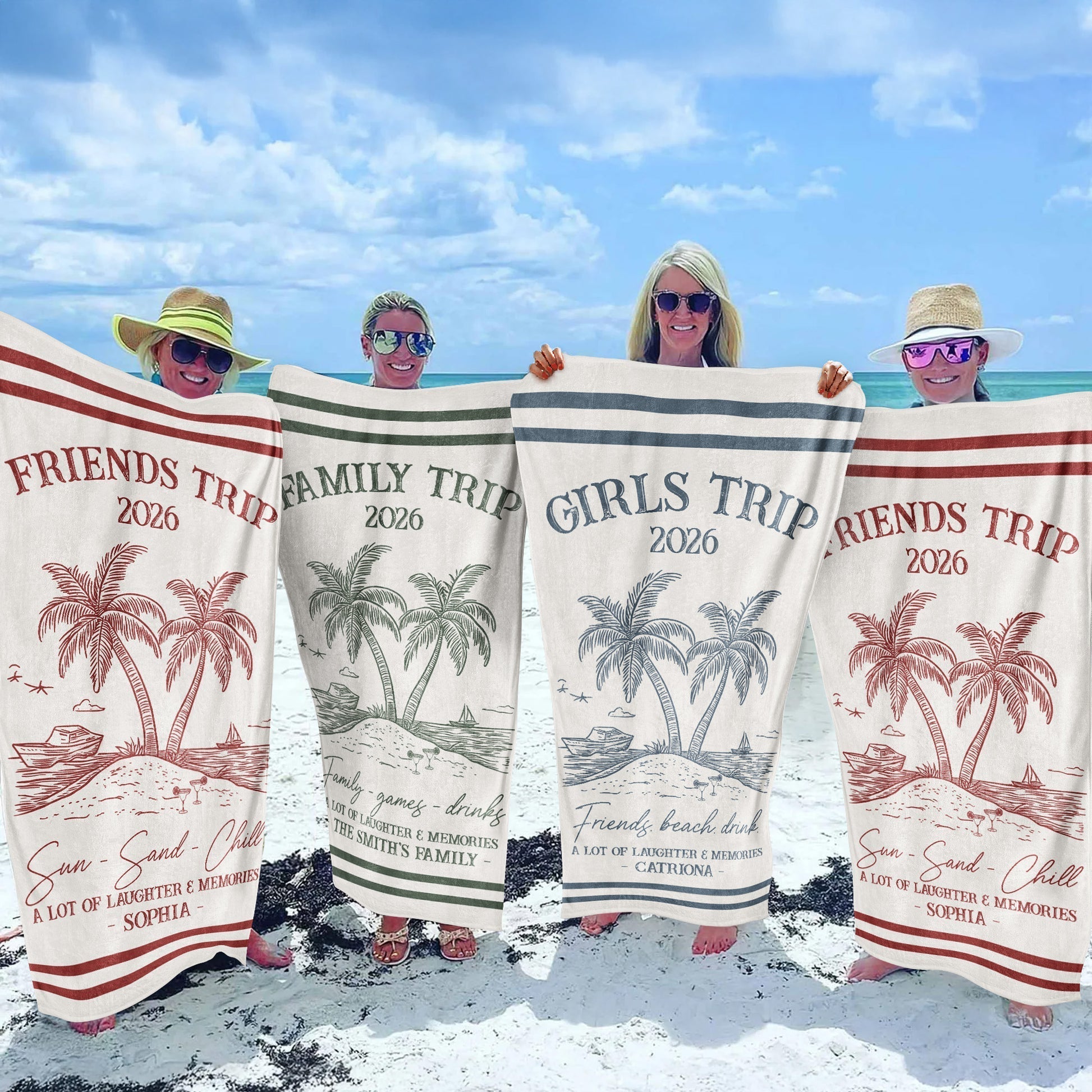 Custom Beach Towels for Friends and Family Trips 2026 - Personalized Vacation Souvenirs Beachwear MagicInPrints