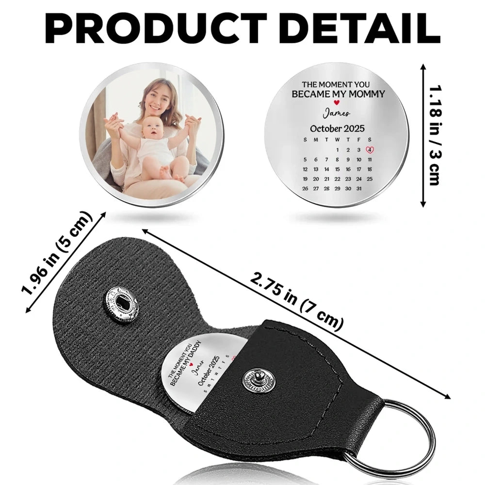 Personalized Leather Keychain for New Moms - Sentimental Gift for Mother's Day Keychain MagicInPrints
