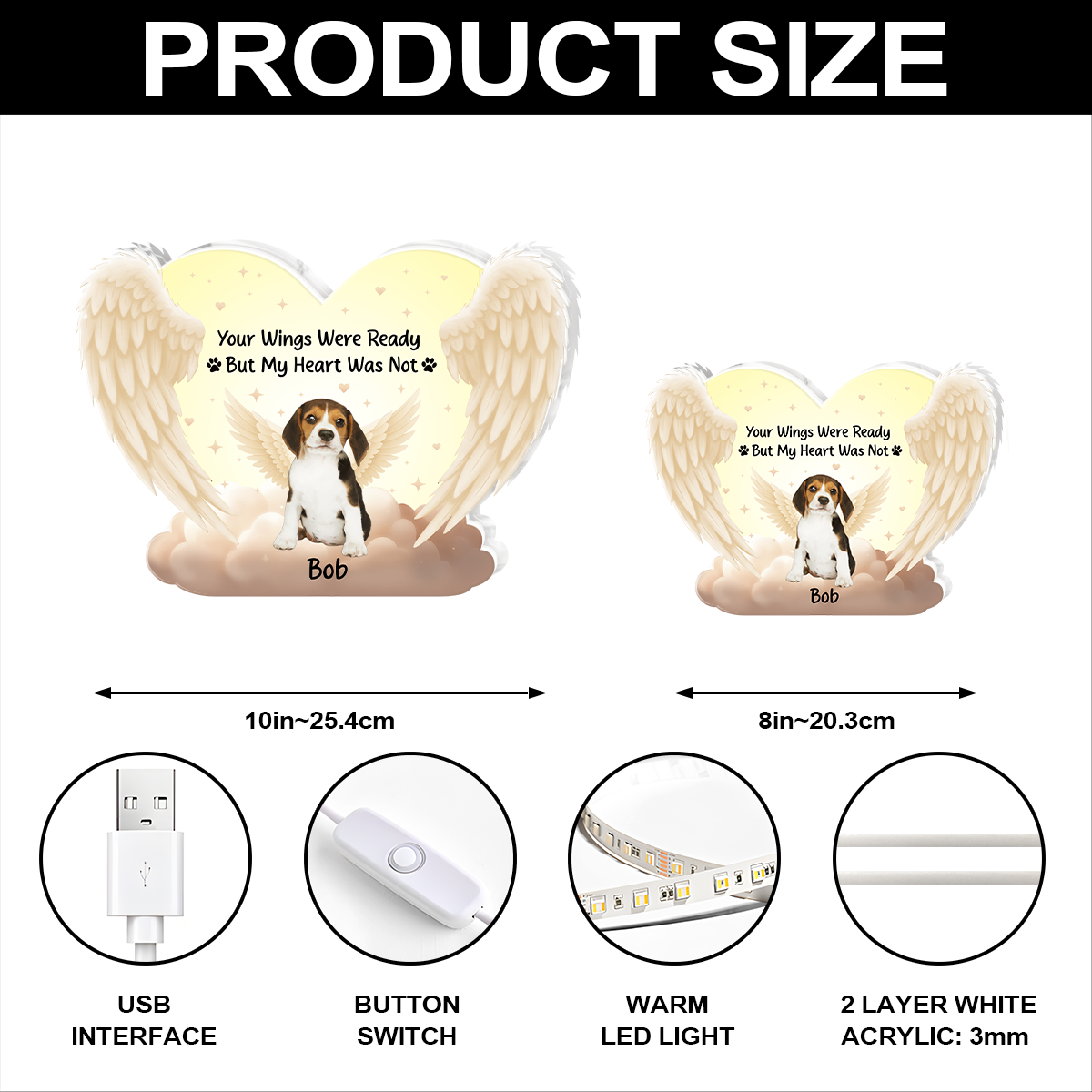 Personalized Pet Memorial LED Light for Dog Lovers - Heartfelt Tribute Gift Plaque MagicInPrints