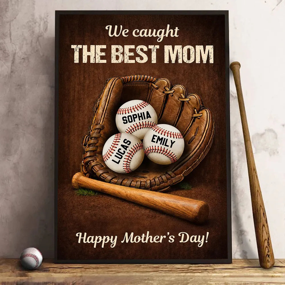 Personalized Baseball Mom Poster for Mother's Day - Custom Names Gift Poster or Canvas MagicInPrints