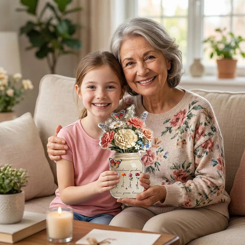 Custom Acrylic Flower Bouquet for Grandma - Personalized Mother's Day Gift Plaque MagicInPrints