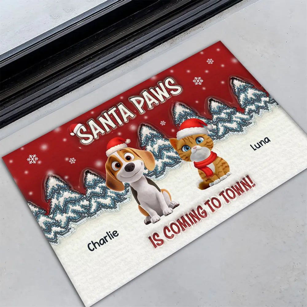Personalized Christmas Pet Doormat for Dog and Cat Lovers - Holiday Decor Doormat MagicInPrints