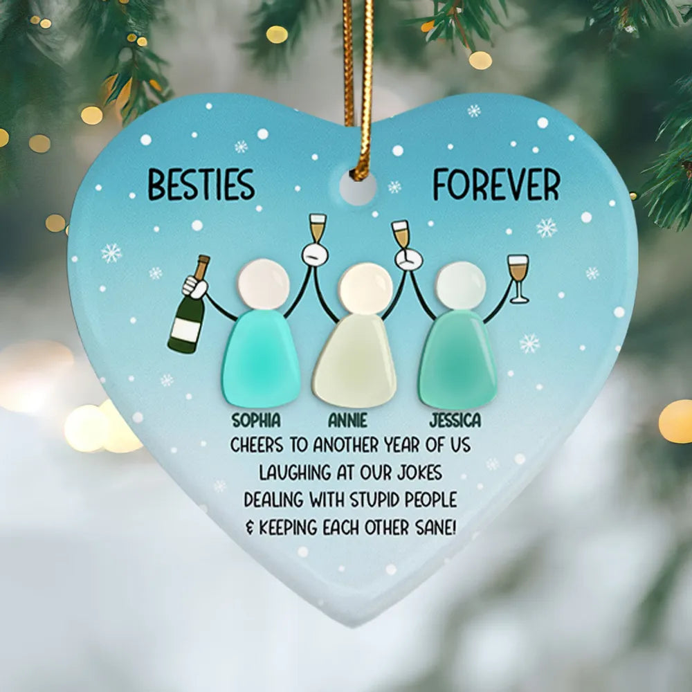 Personalized Heart Ornament for Friends - Besties Forever Keepsake Ornament MagicInPrints