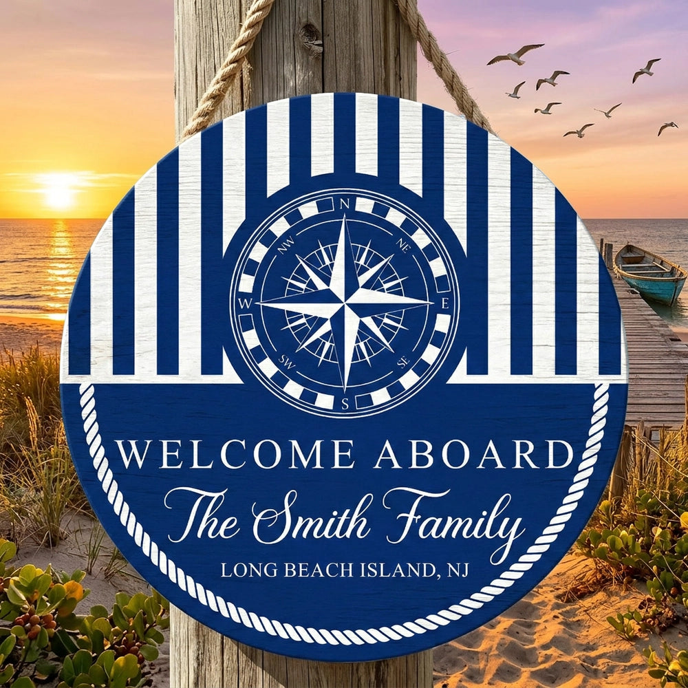 Custom Nautical Welcome Sign for Families - Personalized Home Decor Sign MagicInPrints