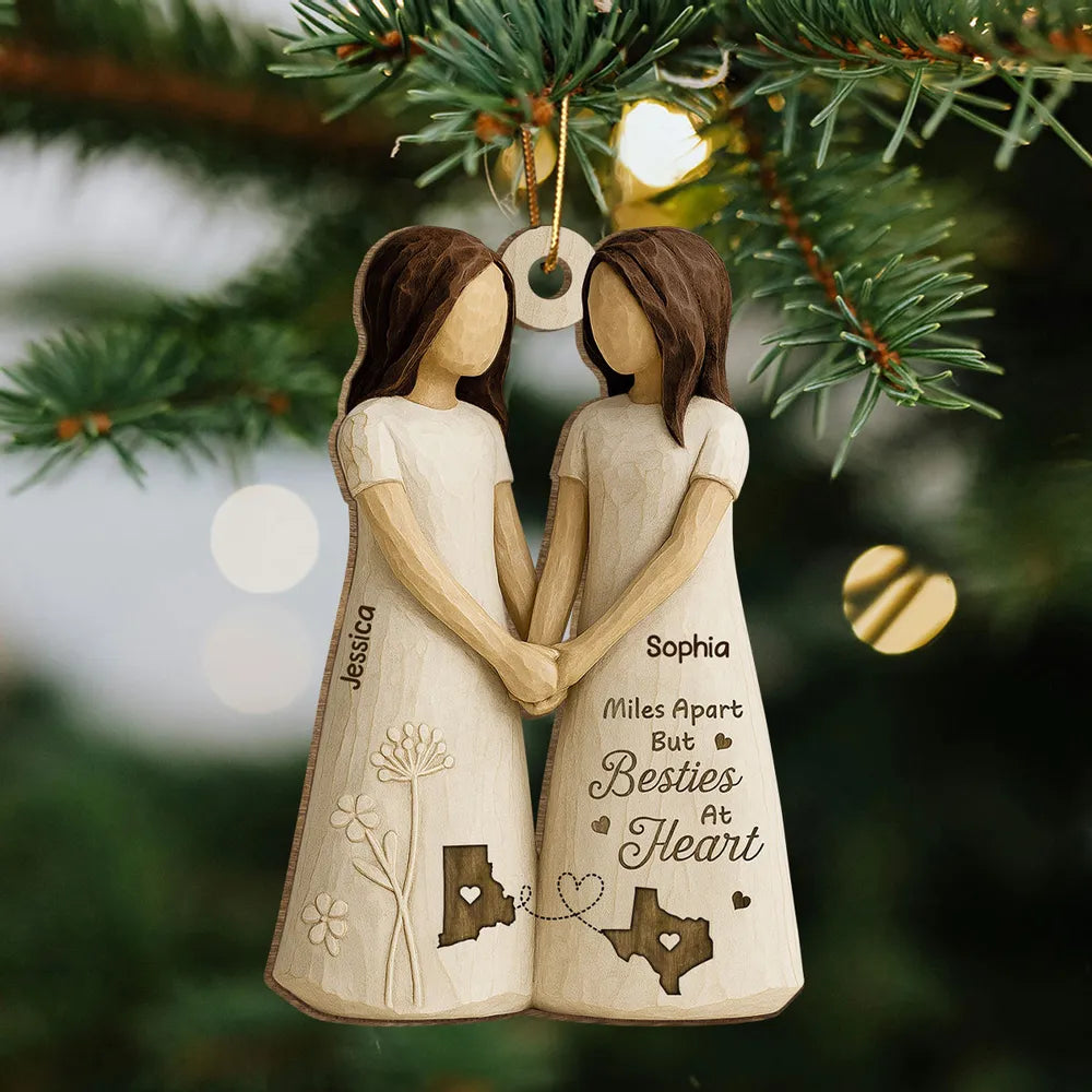 Personalized Best Friends Wooden Ornament for Long Distance Friendship - Sentimental Gift Ornament MagicInPrints
