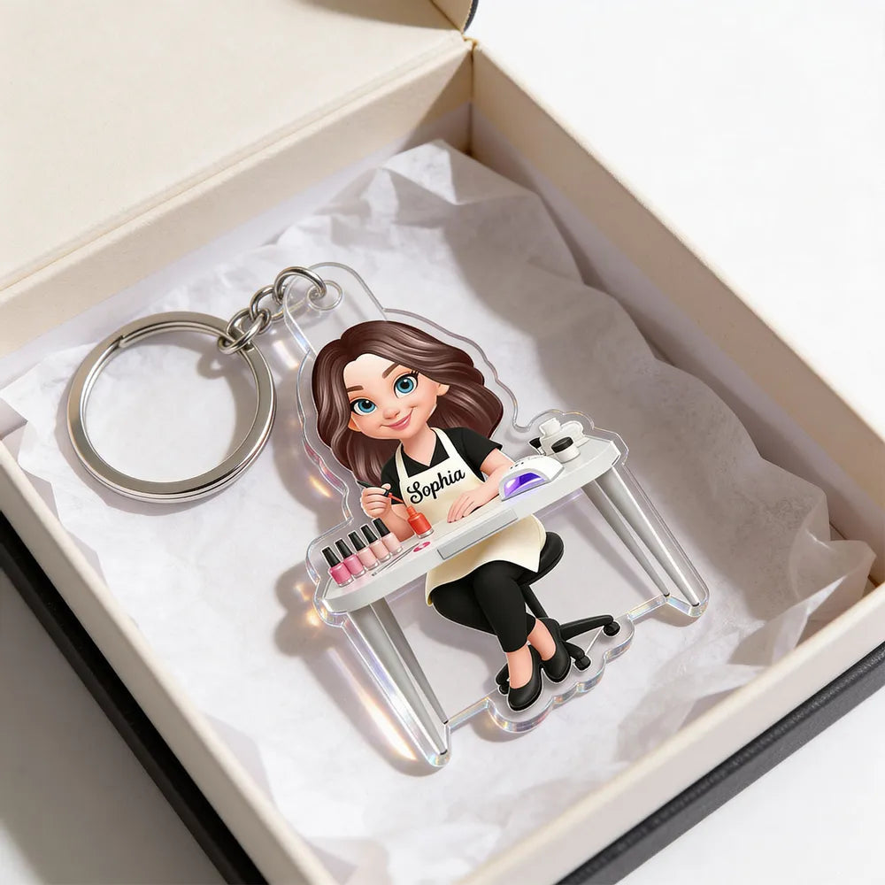 Custom Nail Technician Keychain for Nail Artists - Personalized Gift Keychain MagicInPrints