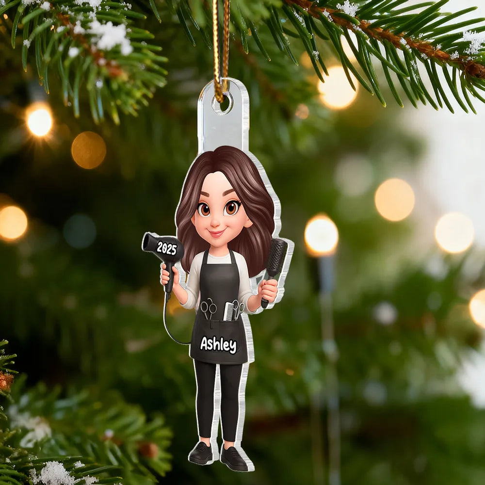 Personalized Hair Stylist Christmas Ornaments for Professionals - 2025 Holiday Gift Ornament MagicInPrints
