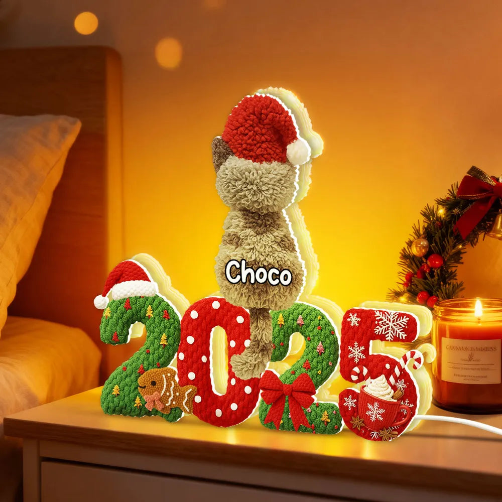 Personalized Cat Christmas Decoration with Names - Holiday 2025 Gift Plaque MagicInPrints