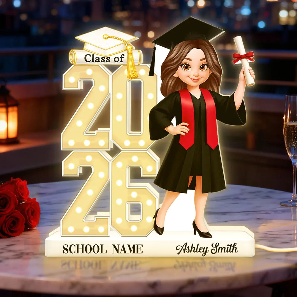Personalized Graduation Light-Up Display for Class of 2026 - Custom School Name Plaque MagicInPrints
