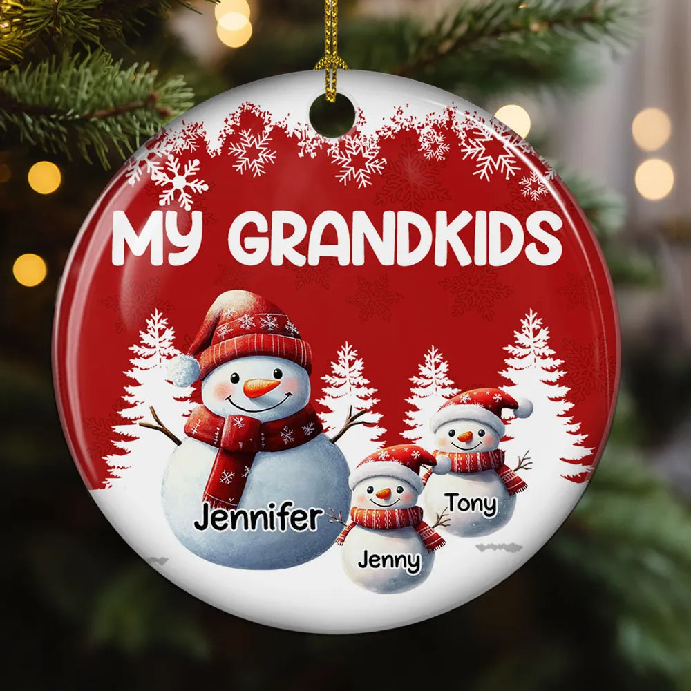 Personalized Christmas Ornament for Grandkids - Snowman Family Keepsake Ornament MagicInPrints
