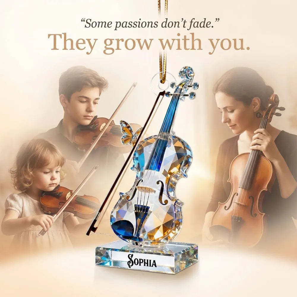 Personalized Crystal Violin Ornament with Name - Elegant Gift for Music Lovers Ornament MagicInPrints
