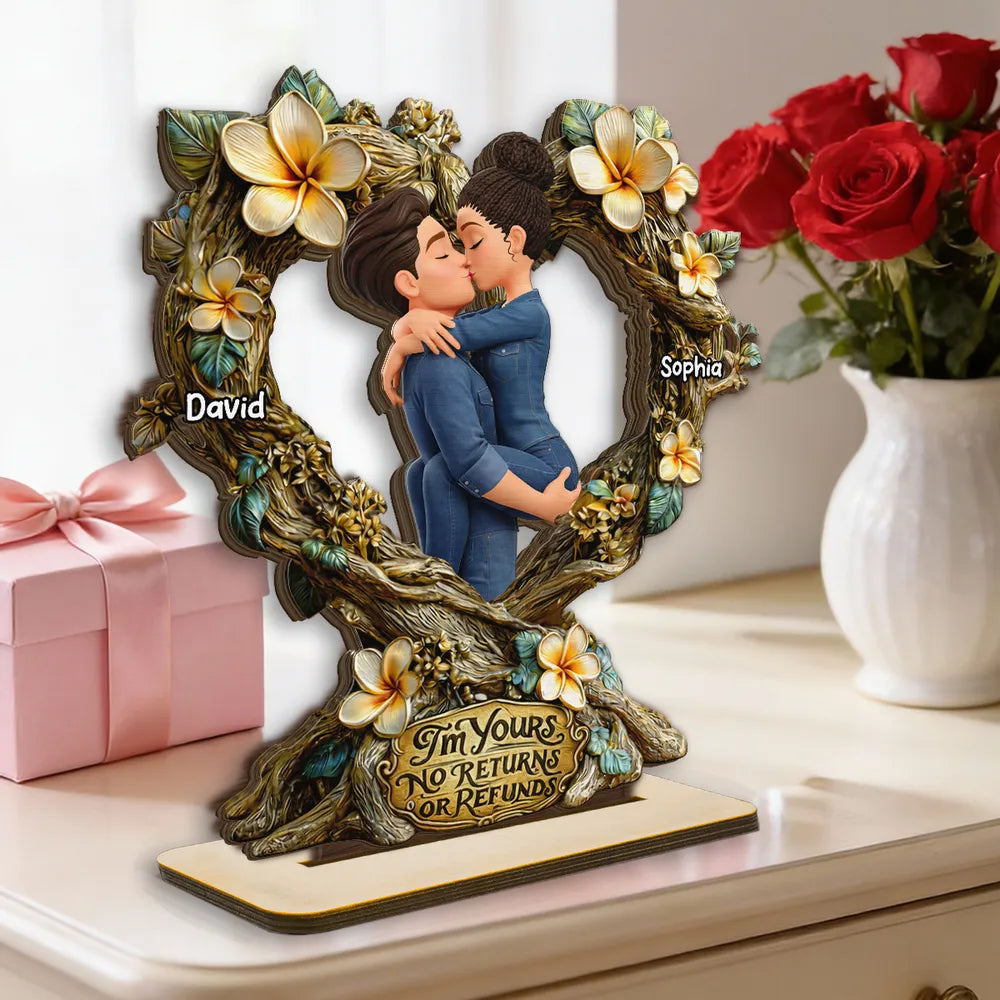 Personalized Couple Figurine Romantic Gift Heart-Shaped Sculpture - Anniversary Keepsake Plaque MagicInPrints