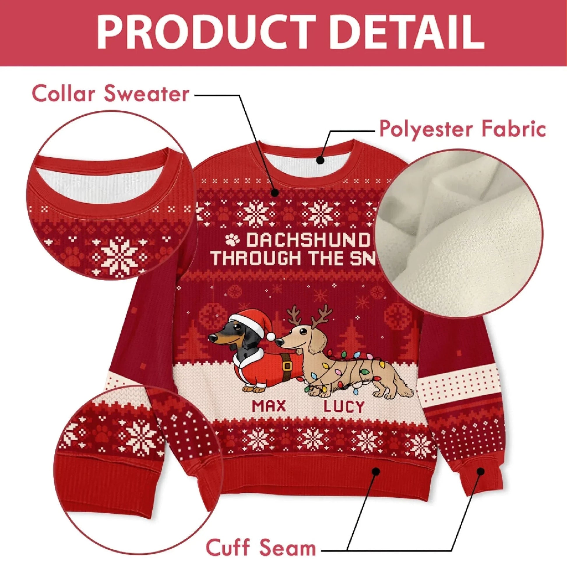 Personalized Dachshund Christmas Sweater for Dog Lovers - Festive Holiday Apparel Cloth MagicInPrints