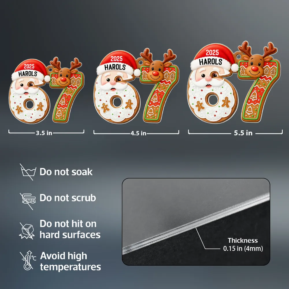 Personalized Christmas Ornament for Kids - Santa and Reindeer Design - Holiday Decoration 2025 Ornament MagicInPrints