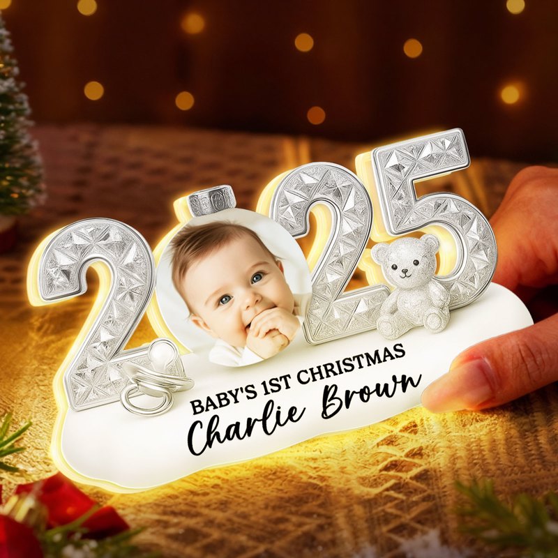 Personalized Baby's 1st Christmas Ornament 2025 - Custom Name Photo Gift Plaque MagicInPrints