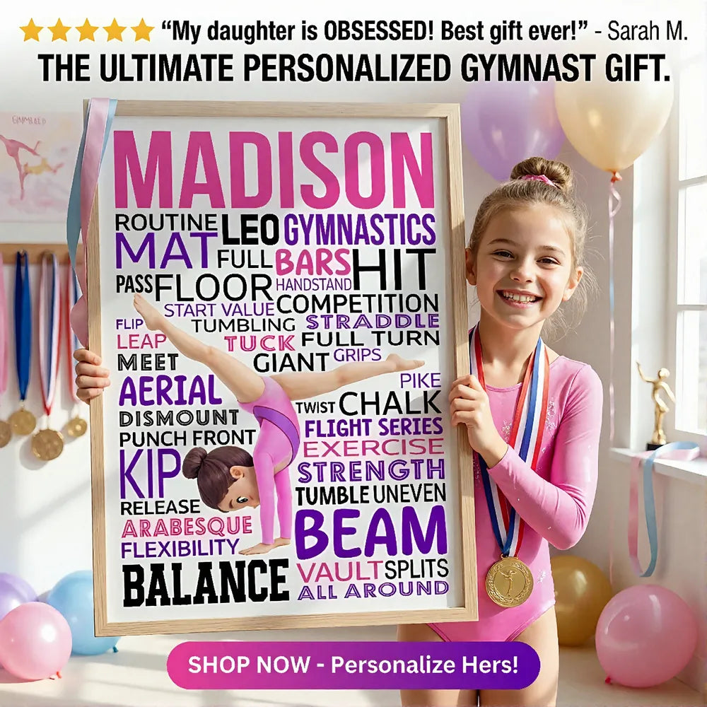 Personalized Gymnastics Word Art Poster for Kids - Custom Name Decor Poster or Canvas MagicInPrints