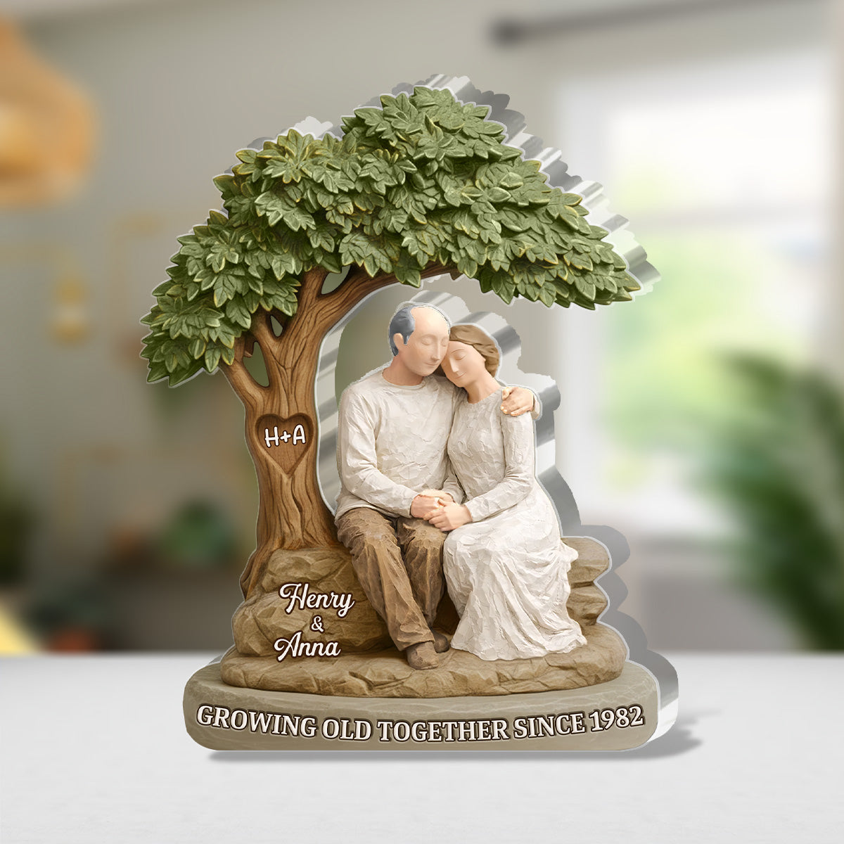 Personalized Couple Figurine with Tree - Anniversary Gift for Long-Term Love Plaque MagicInPrints