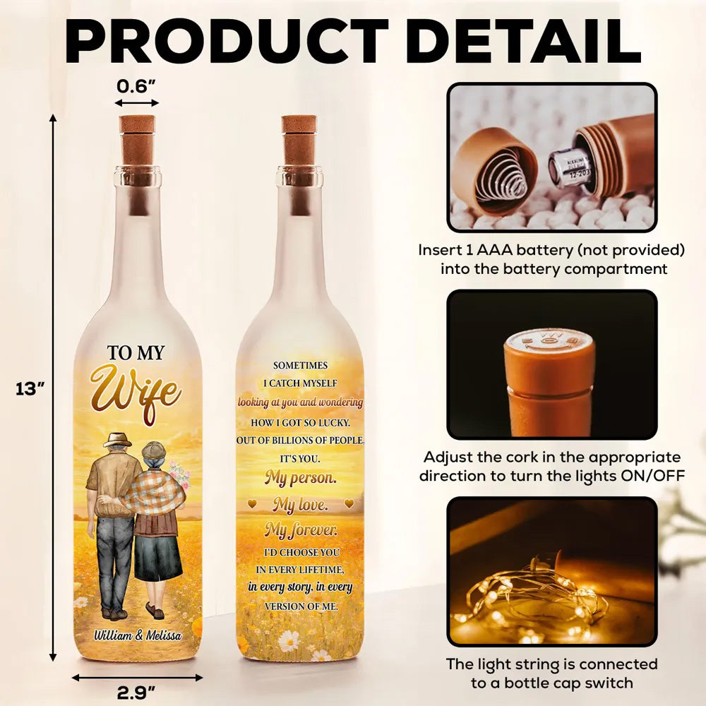 Personalized LED Wine Bottle Lamp for Wife - Romantic Anniversary Gift Lamp MagicInPrints
