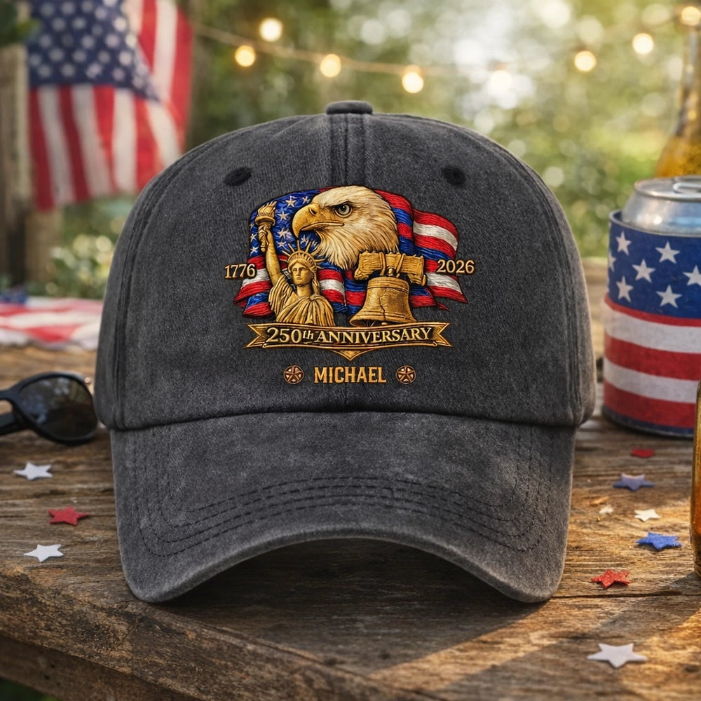 Custom Embroidered 250th Anniversary Cap for Patriotic Celebrations Hat MagicInPrints