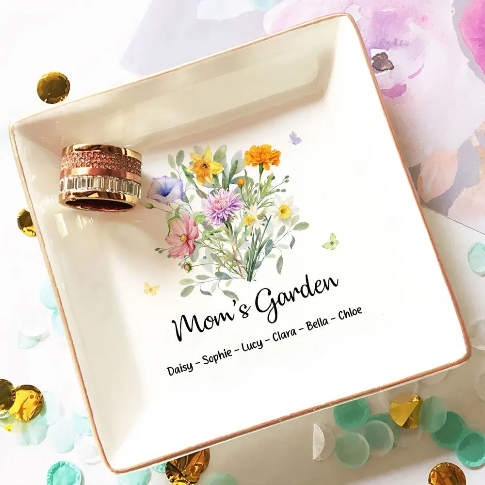 Personalized Ceramic Jewelry Tray for Mom's Garden - Mother's Day Gift Jewelry MagicInPrints