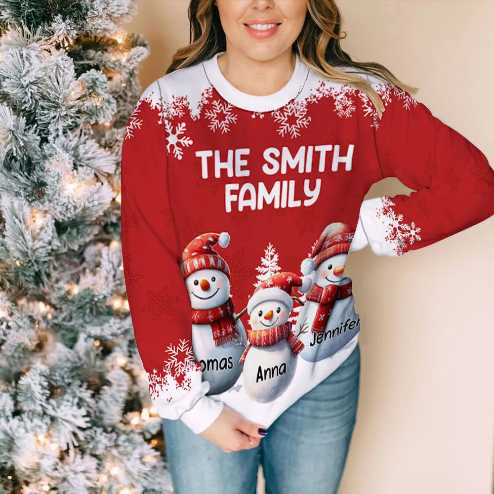 Custom Family Christmas Sweatshirt for Kids & Adults - Personalized Snowman Design Cloth MagicInPrints