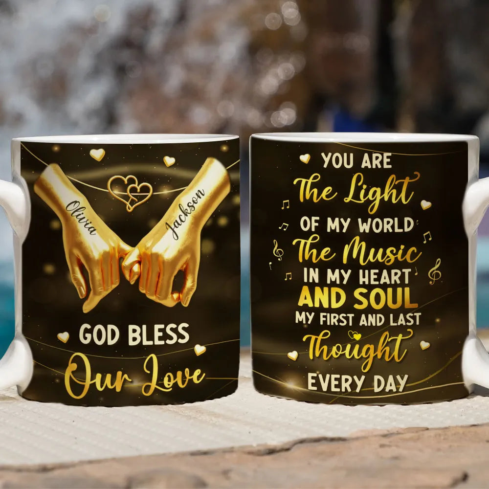 Personalized Romantic Couples Mugs - God Bless Our Love - Anniversary Gift Cup MagicInPrints