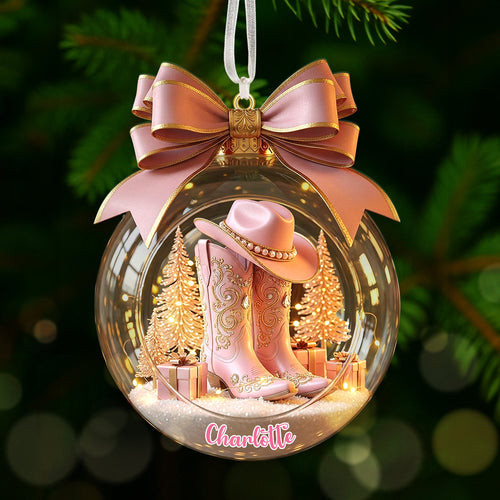 “Celebrate the Spirit of the Wild West!” - Personalized Cowgirl Christmas Acrylic Ornament - Unique Gift for Cowgirls, Rodeo Fans, and Horse Lovers Ornament MagicInPrints