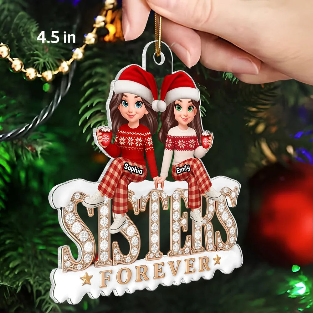 Personalized Sisters Forever Christmas Ornament - Custom Names Holiday Gift Ornament MagicInPrints