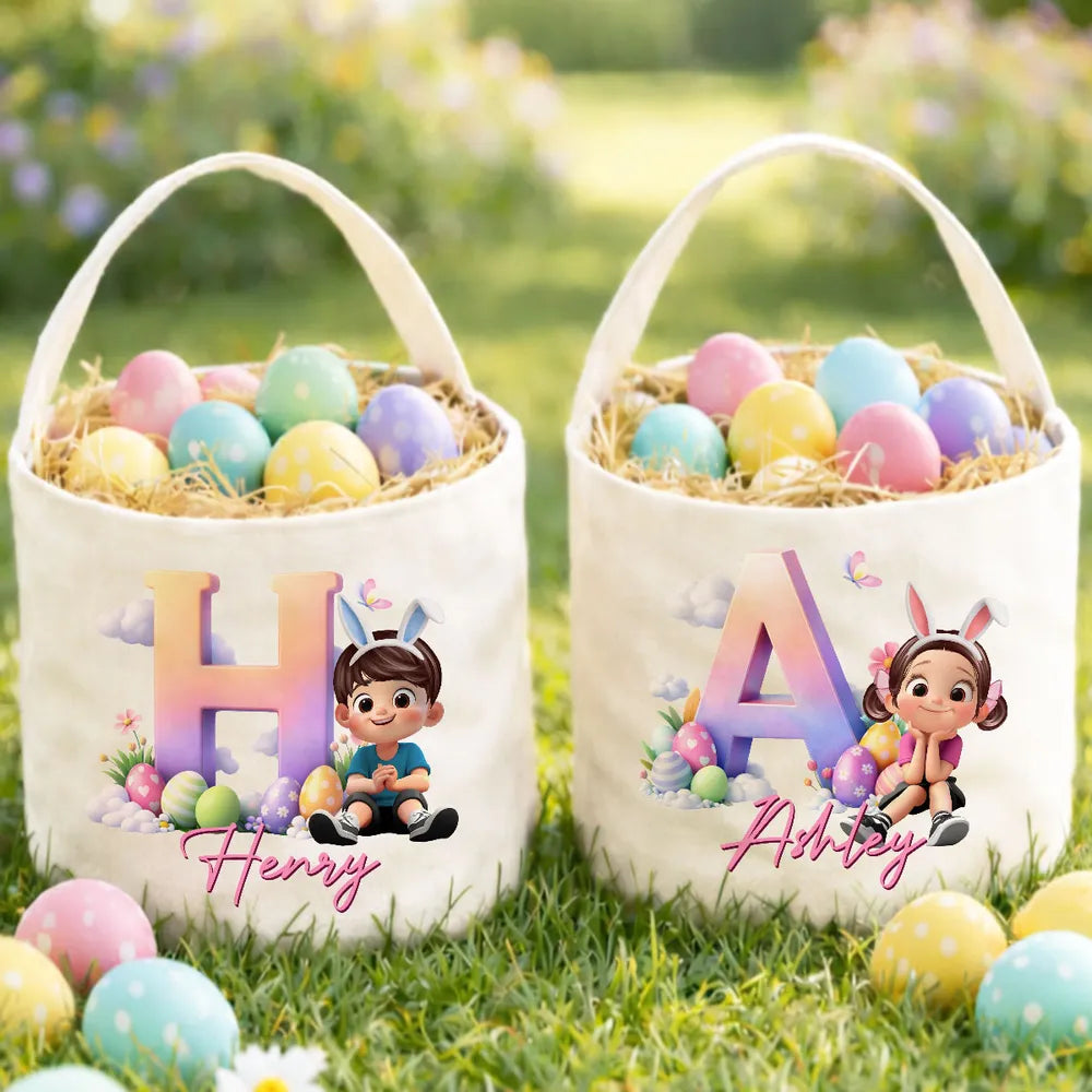 Personalized Easter Basket for Kids with Name and Cartoon Design - Easter Gift Bag MagicInPrints