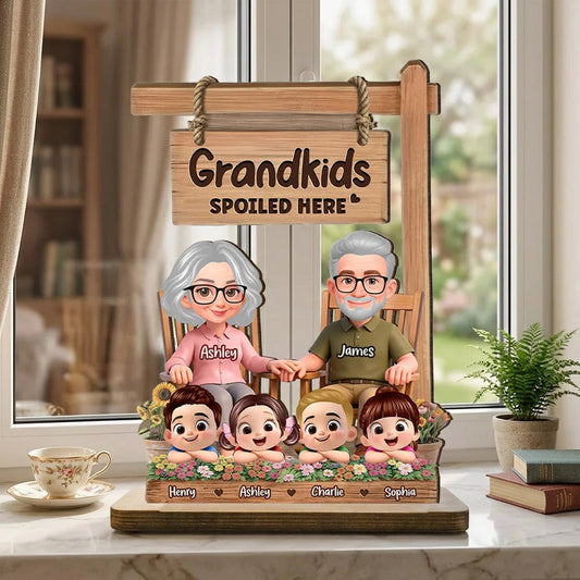 Personalized Grandparents Wooden Sign with Cartoon Characters - Family Gift Plaque MagicInPrints