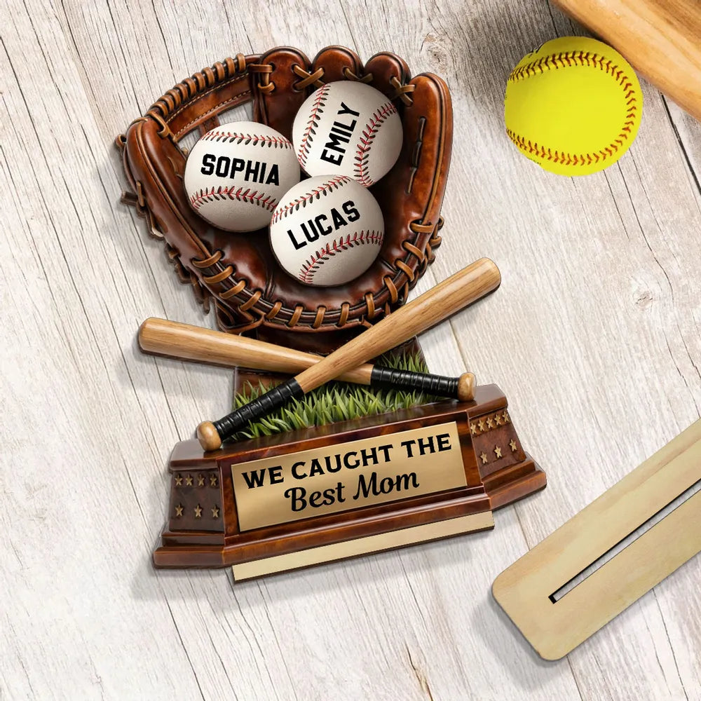 Personalized Baseball Trophy for Mom - Custom Names for Mother's Day Gift Plaque MagicInPrints