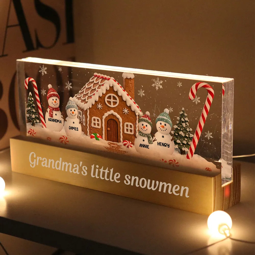 Personalized Family Snowman LED Light for Home - Holiday Decor Plaque MagicInPrints