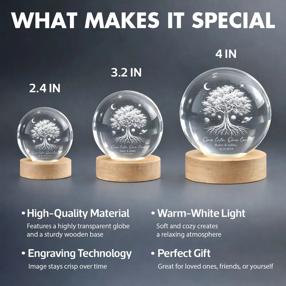 Personalized LED Night Light for Couples - Tree of Life Design - Anniversary Gift Lamp MagicInPrints