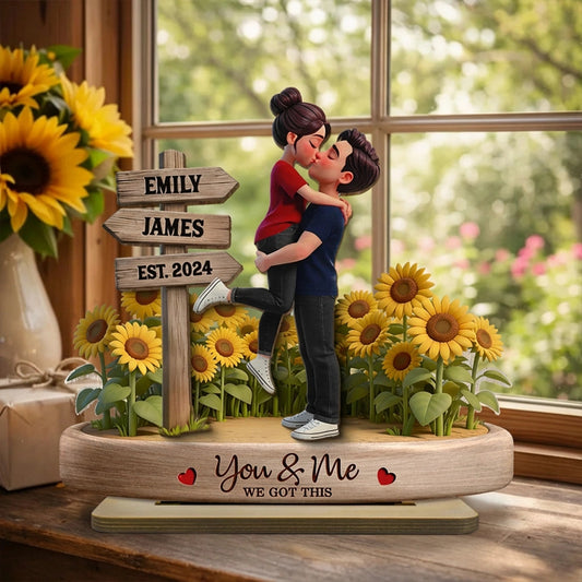 Personalized Couple Figurine with Sunflowers for Romantic Gift - Anniversary or Wedding Keepsake Plaque MagicInPrints