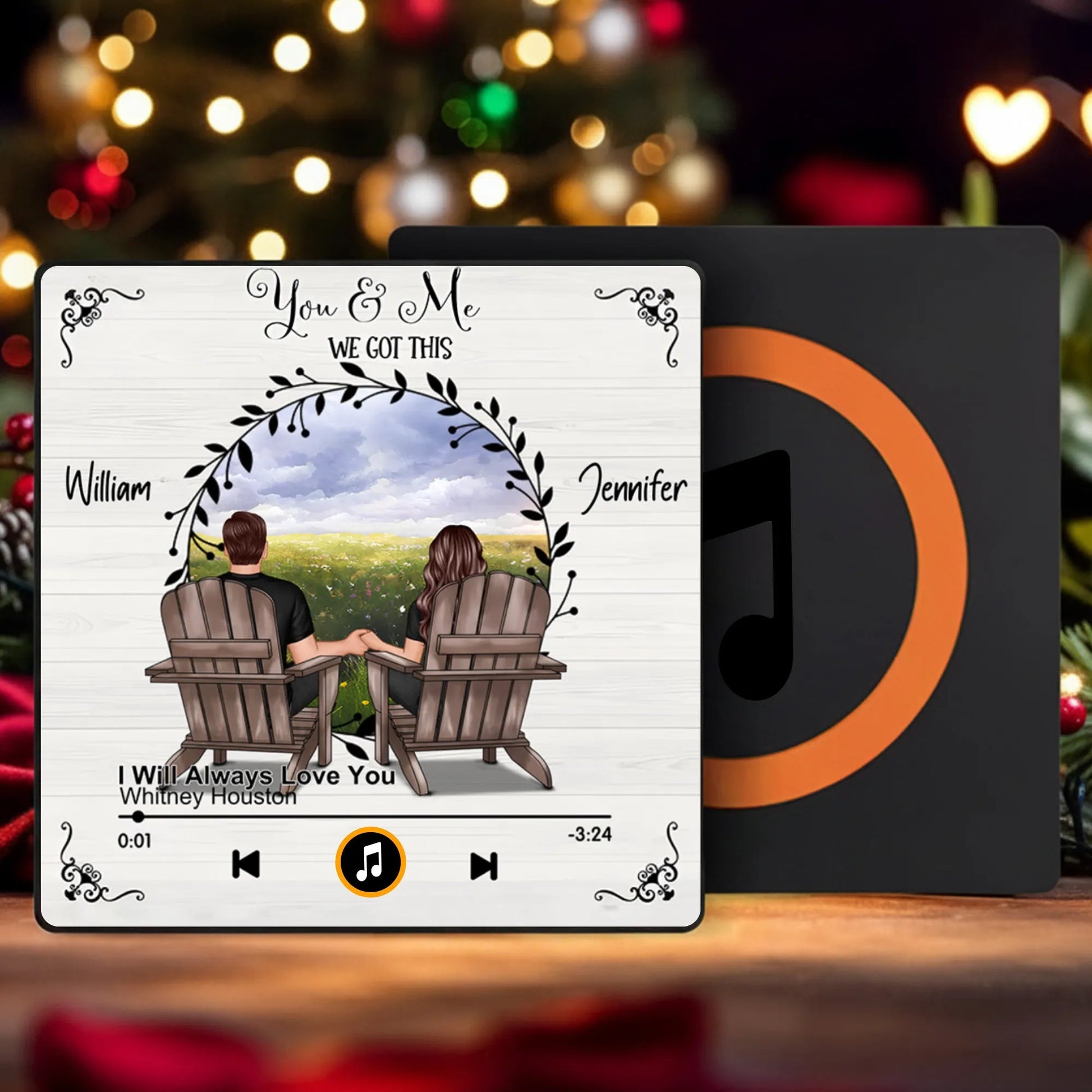 Personalized Music Plaque for Couples - Romantic Gift with Custom Names and Song Fridge Magnet MagicInPrints