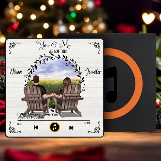 Personalized Music Plaque for Couples - Romantic Gift with Custom Names and Song Fridge Magnet MagicInPrints