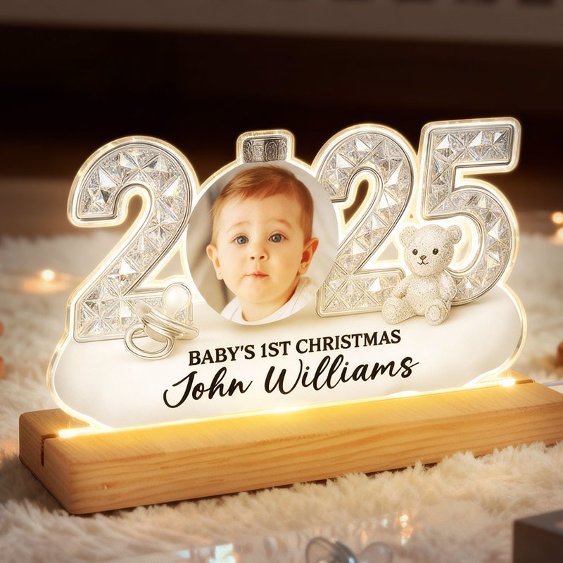 Personalized Baby's First Christmas LED Light for 2025 - Custom Name Gift Plaque MagicInPrints