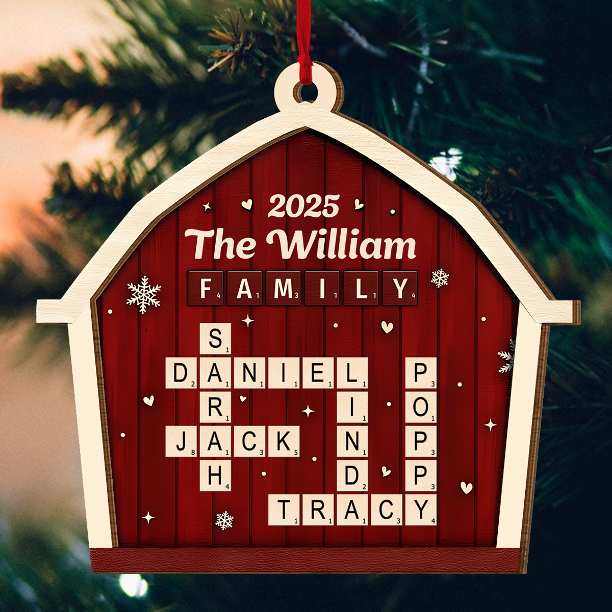 Custom Family Name Christmas Ornament 2025 - Personalized Holiday Decoration Ornament MagicInPrints