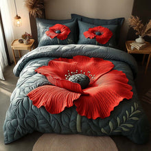 Load image into Gallery viewer, Embrace Serenity with Our Poppy Twilight Bedding – Personalized Quilted Bedding Set – Gift for Home Lovers Quilted Bedding Set V2 MagicInPrints
