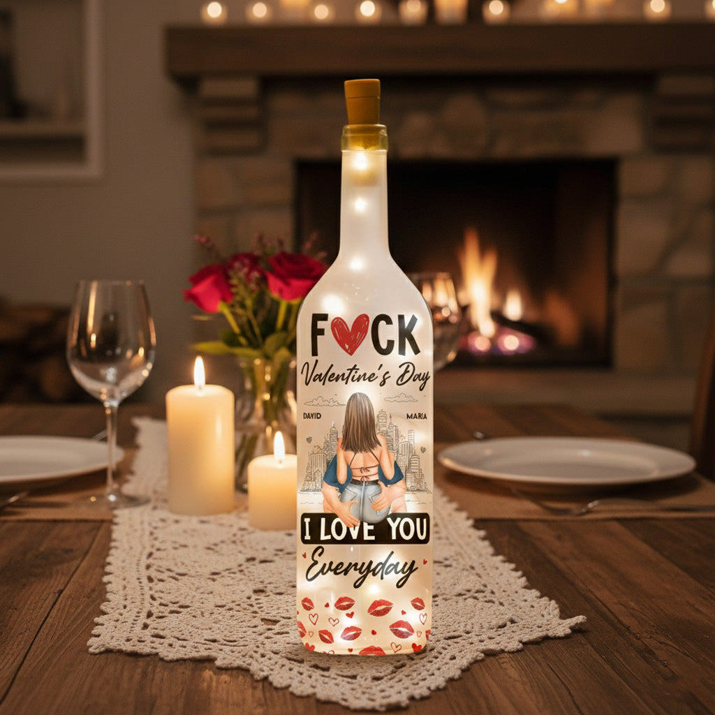 Personalized LED Wine Bottle Lamp for Couples - Romantic Valentine's Day Gift Lamp MagicInPrints