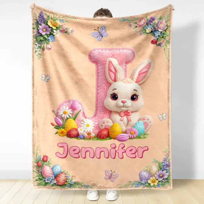 Personalized Easter Bunny Blanket for Kids - Soft Plush with Name Customization Blanket MagicInPrints