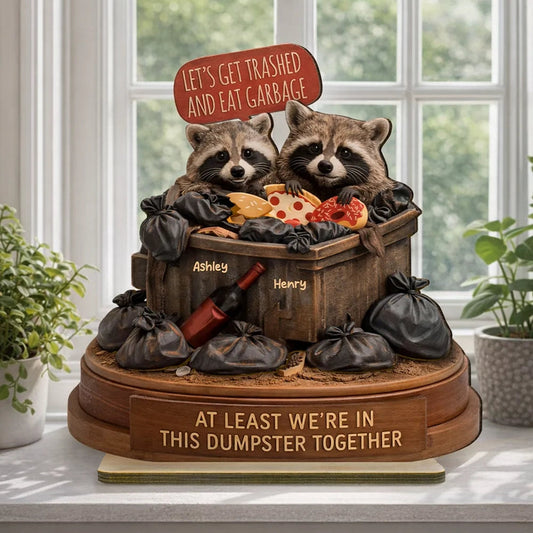Personalized Raccoon Figurine for Couples - Humorous Home Decor Plaque MagicInPrints