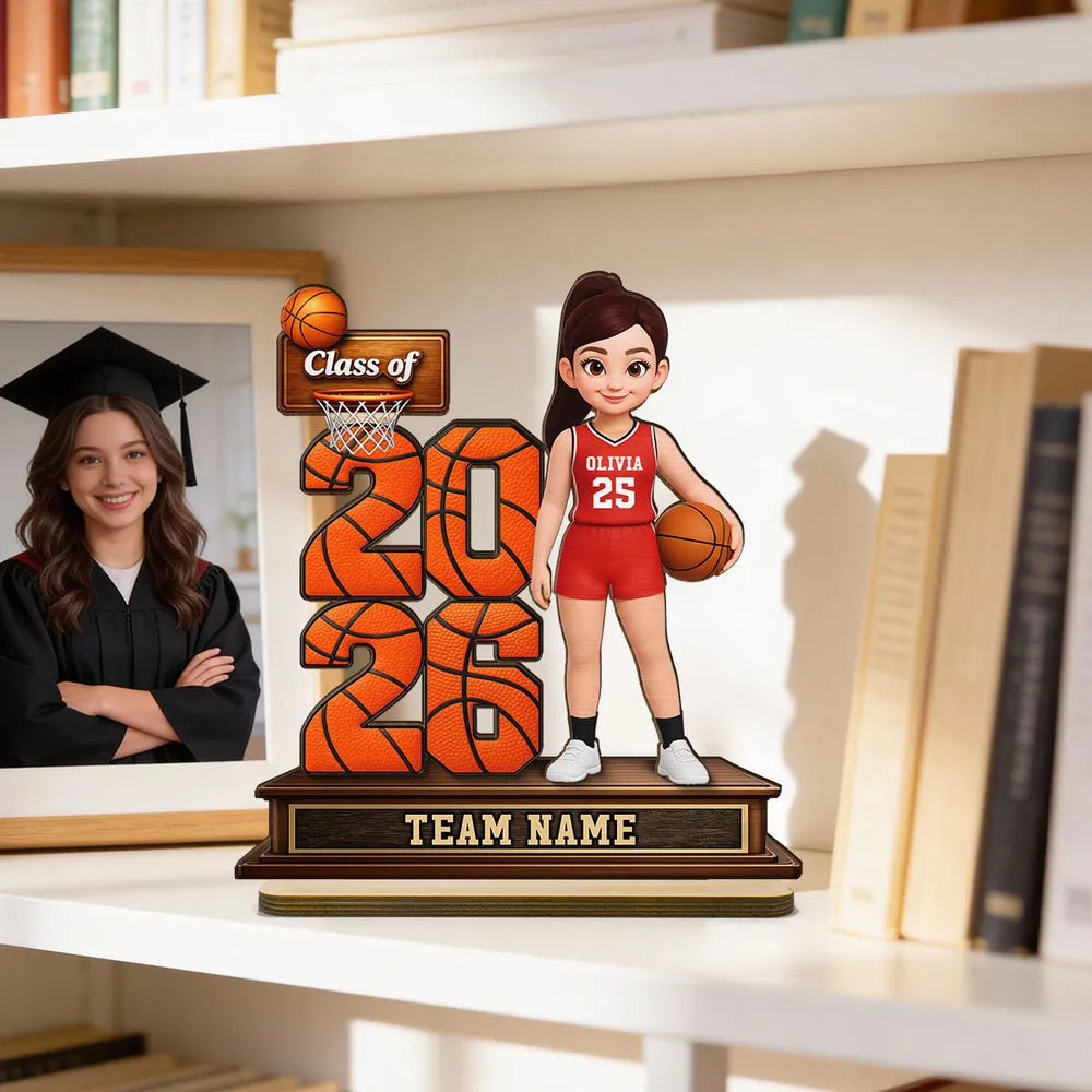 Personalized Basketball Graduation Figurine for Class of 2026 - Custom Team Name Plaque MagicInPrints