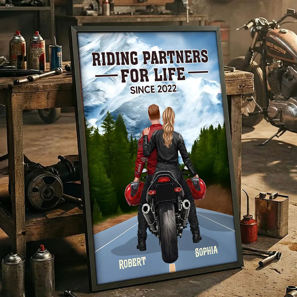 Personalized Motorcycle Couple Poster for Bikers - Anniversary Gift Poster or Canvas MagicInPrints