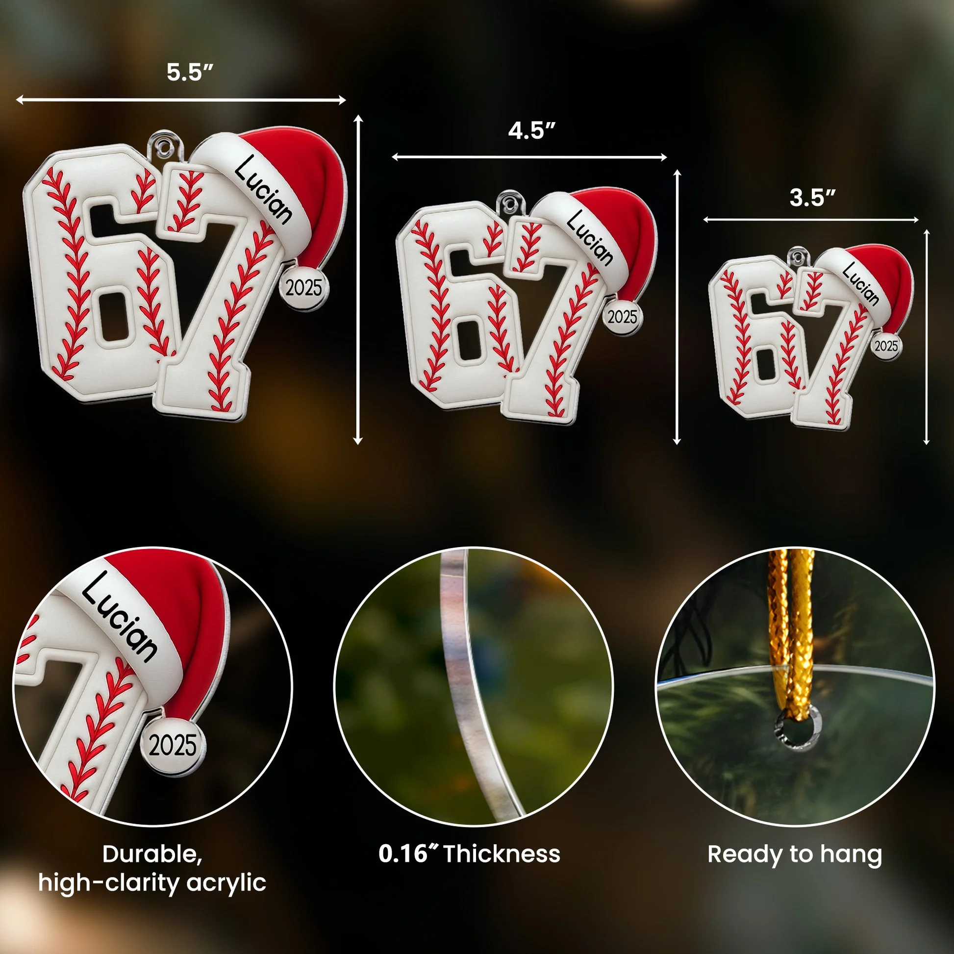 Personalized Sports Number Christmas Ornaments for Kids - Holiday Gift Ornament MagicInPrints