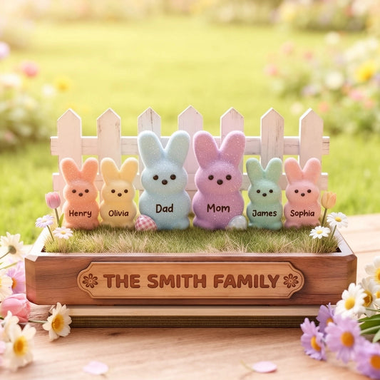 Personalized Family Bunny Easter Decoration Set - Custom Names for Spring Decor Plaque MagicInPrints