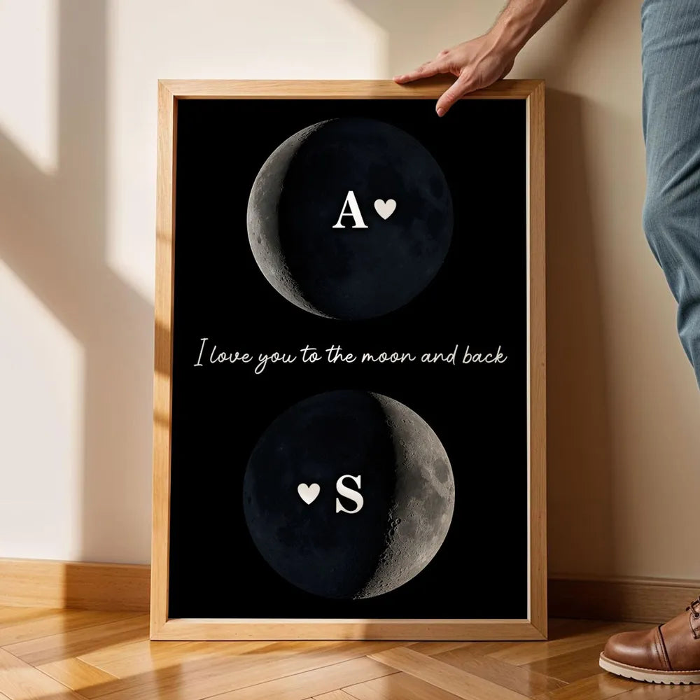 Personalized Moon Phase Wall Art for Couples - Romantic Valentine's Gift Poster or Canvas MagicInPrints