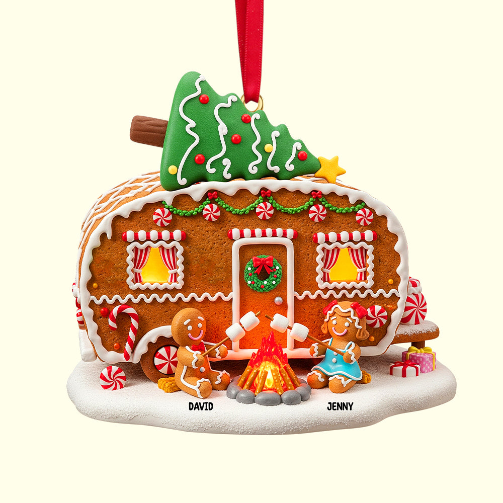 Celebrate the Holidays with Our Personalized Gingerbread Couple Camping Ornament Ornament MagicInPrints